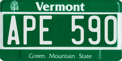VT license plate APE590