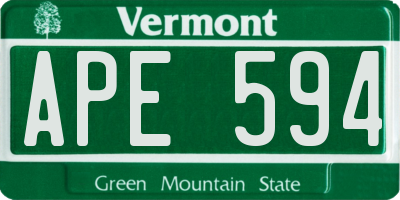 VT license plate APE594