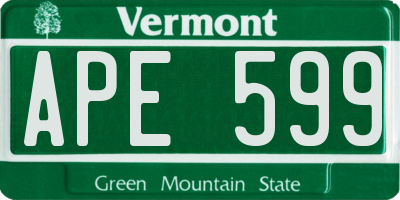VT license plate APE599