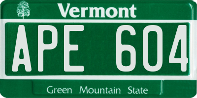 VT license plate APE604