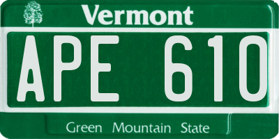 VT license plate APE610