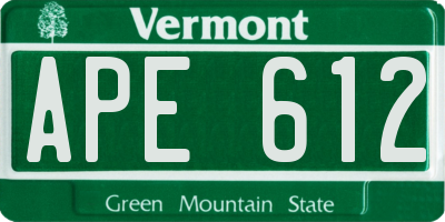 VT license plate APE612