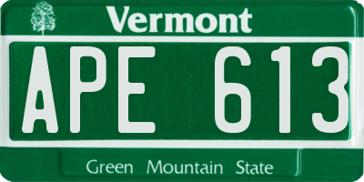 VT license plate APE613
