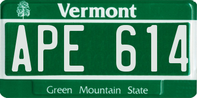 VT license plate APE614