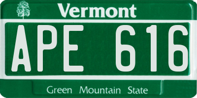 VT license plate APE616