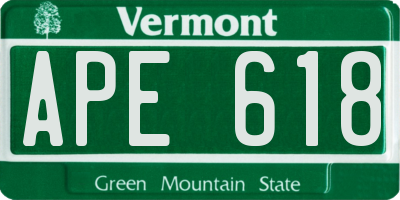 VT license plate APE618