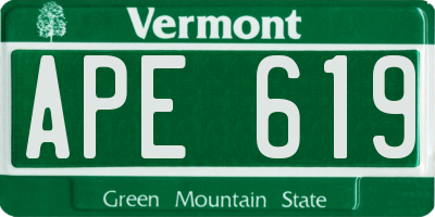 VT license plate APE619