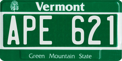 VT license plate APE621