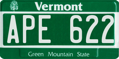 VT license plate APE622