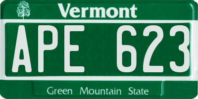 VT license plate APE623