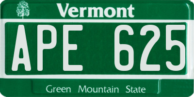 VT license plate APE625