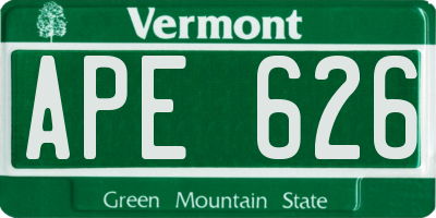 VT license plate APE626