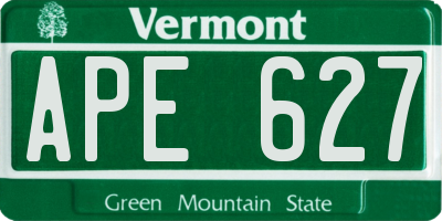 VT license plate APE627