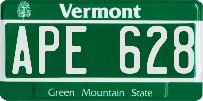 VT license plate APE628