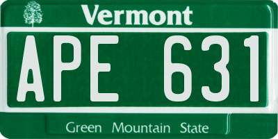 VT license plate APE631
