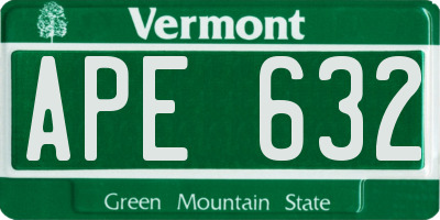 VT license plate APE632