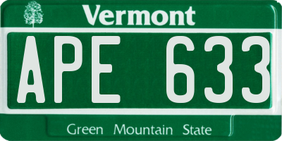 VT license plate APE633