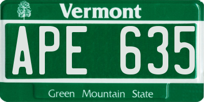 VT license plate APE635