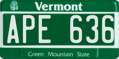 VT license plate APE636
