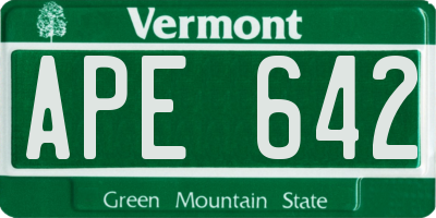 VT license plate APE642