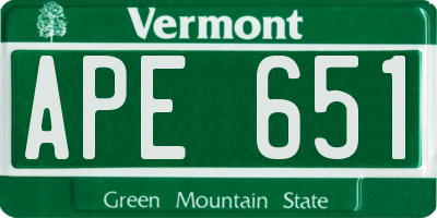 VT license plate APE651