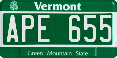 VT license plate APE655