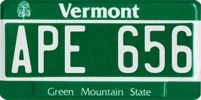 VT license plate APE656