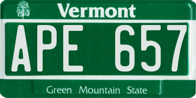 VT license plate APE657