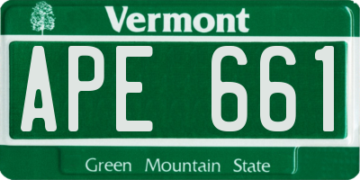 VT license plate APE661