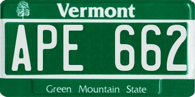 VT license plate APE662