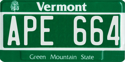 VT license plate APE664