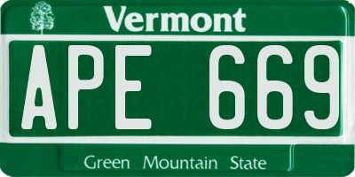 VT license plate APE669