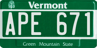 VT license plate APE671