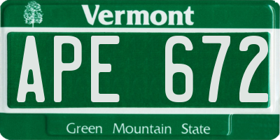 VT license plate APE672
