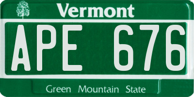VT license plate APE676