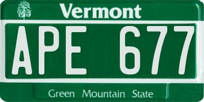 VT license plate APE677