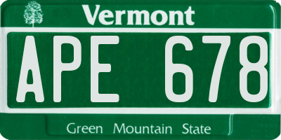 VT license plate APE678