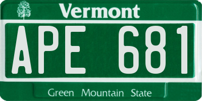 VT license plate APE681