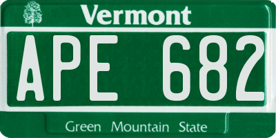 VT license plate APE682