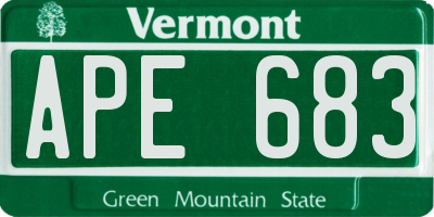VT license plate APE683