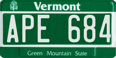 VT license plate APE684