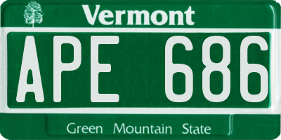 VT license plate APE686