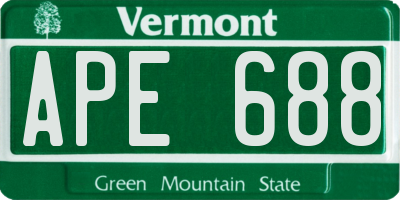 VT license plate APE688
