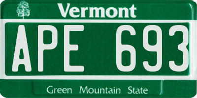 VT license plate APE693