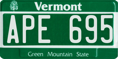 VT license plate APE695
