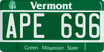 VT license plate APE696