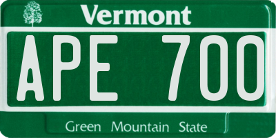 VT license plate APE700