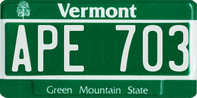 VT license plate APE703