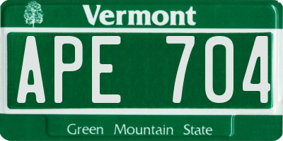 VT license plate APE704