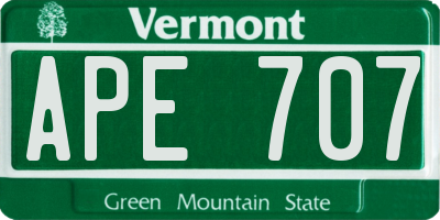 VT license plate APE707